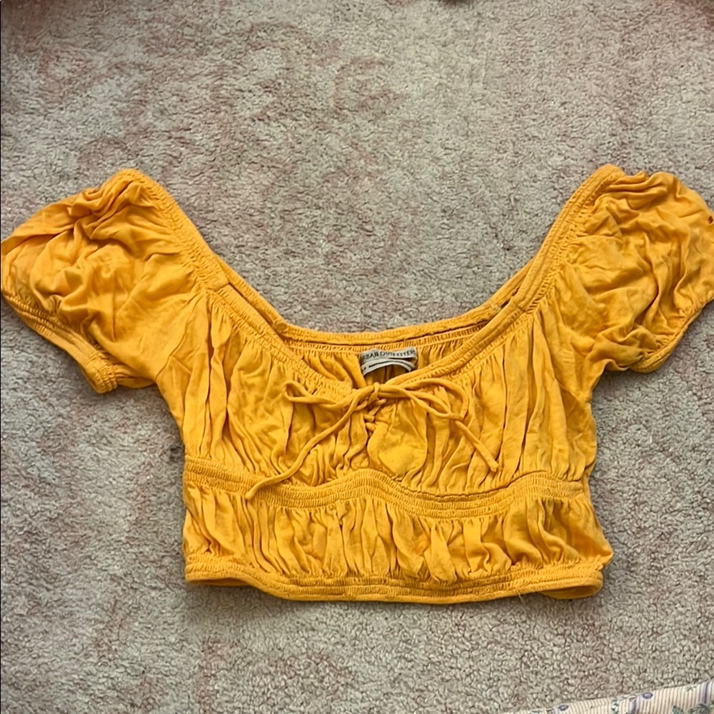 Urban Outfitters Orange Puff Sleeve Blouse